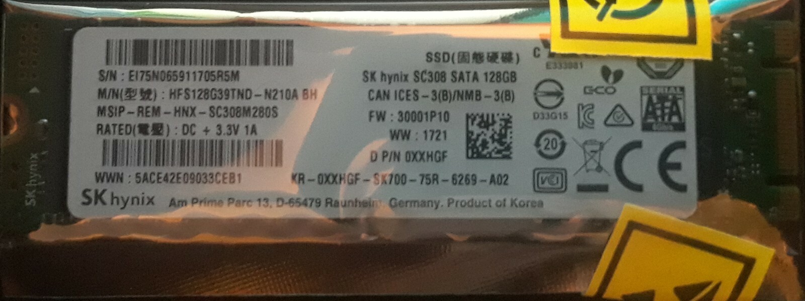 SK hynix HFS128G39TND-N210A BH (SC308) M.2 2280 SATA 128GB
