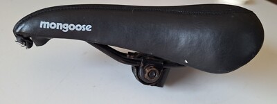 Mongoose   Cionlli   Bicycle Bike Seat    Black w White Logo  10 In.