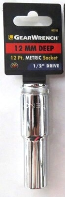Gearwrench 80783 1/2'' Dr. 12mm Deep 12pt. Socket