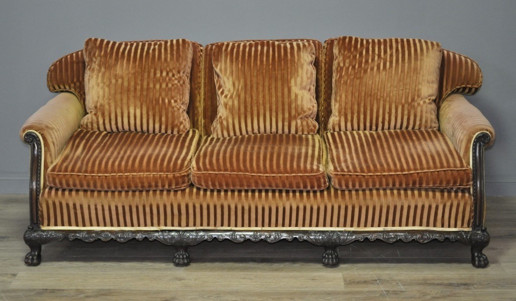 High Quality Antique Edwardian Very Large Carved Mahogany Sofa Couch