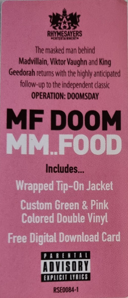 MF Doom MM..Food 2X GREEN & PINK VINYL LP Record Unedited 2004 Hip Hop Album NEW