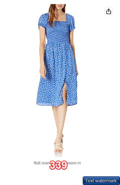 4SI3NNA Women's Cayden Short Puff Sleeve Smocked Midi Dress Blue Still Floral S