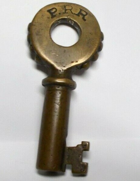 Antique Fraim Pennsylvania Railroad Company (PPR) Brass Key