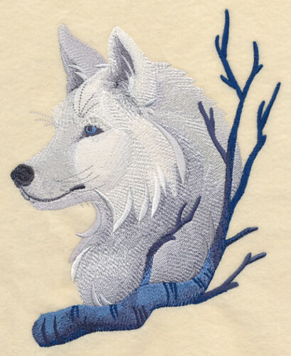 Embroidered Short-Sleeved T-Shirt - Wintery Wolf L8943 Sizes S - XXL