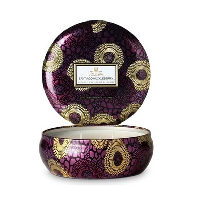 Voluspa Santiago Huckleberry Limited  3 Wick Candle in Decorative Tin 12 oz