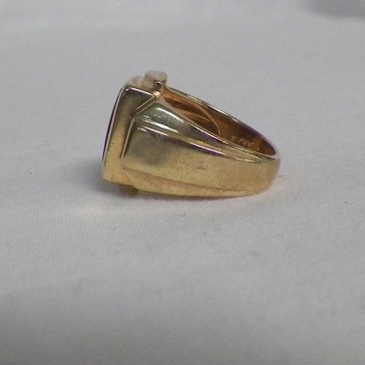 10K Gold Masonic Ring Mason Red Compass 8.53 grams Size 7-1/2