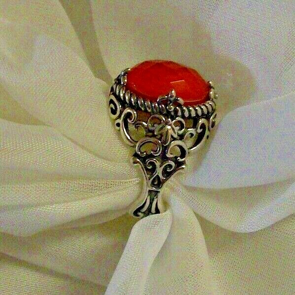 CAROLYN POLLACK RED CORAL DOUBLET RING SIZE 8