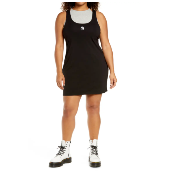 

BP Nordstrom Черно-серое вязаное мини-платье с нашивками Инь Ян  = 20W 22W 22-24, Multicolor