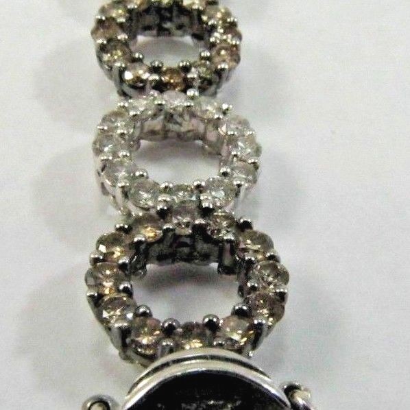 14K White Gold 7.02ct Diamond & Cognac Bracelet  7.25