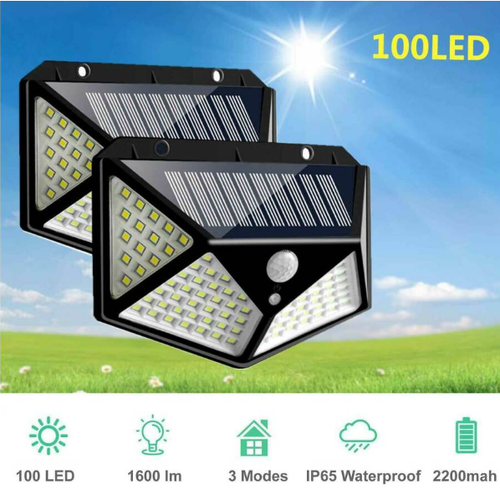 Solar Power 100 LED Light PIR Motion Sensor Outdoor Security Lamp Wall Garden