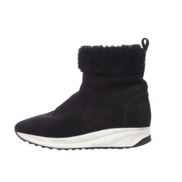 

Черные замшевые ботильоны AQUATALIA из натуральной овчины, водонепроницаемые ботинки 8,5, Черный, AQUATALIA Bev