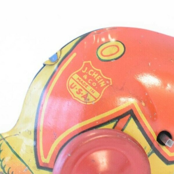 Vintage Wind-Up Tin Toy Rabbit J. Chein Co. Toys Tin Litho Racer Bunny in Jacket