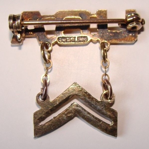 Vintage USA Army Pin Gold Color Signed STERLING