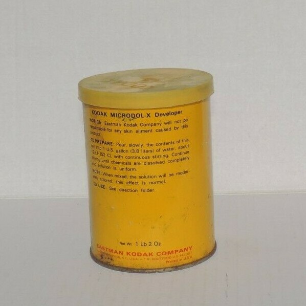 Vintage Kodak Microdol-X Developer Tin 18 Oz makes 1 gallon