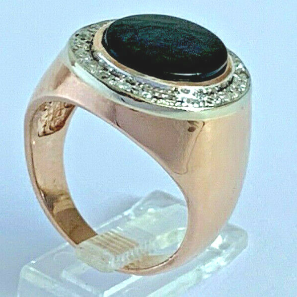 Pre-owned Onyx Men's 18k Yellow Gold  Diamond Ring 11g, Size 9.5 In Pink