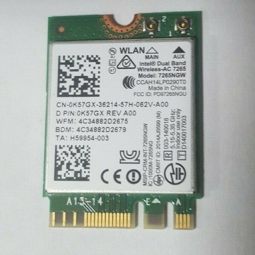 Lot of 2 Intel Dual Band Wireless AC 7265 WLAN WiFi Bluetooth Card 7265NGW K57GX