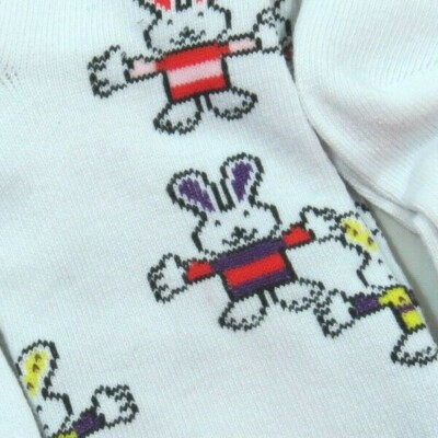 3 Pack Womans White Bunny Rabbit Fashion Eros Crew Socks size 9-11 Hare Holiday