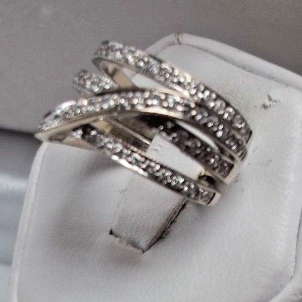 BEAUTIFUL! 14K WHITE GOLD 1.0ct. DIAMOND ROWS SWIRL RING LOCAL ESTATE SALE *NICE