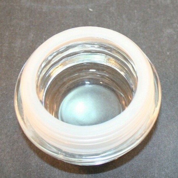 Vtg Round Apothecary Jar with Glass Lid w/Stopper Drug Store 5 1/2