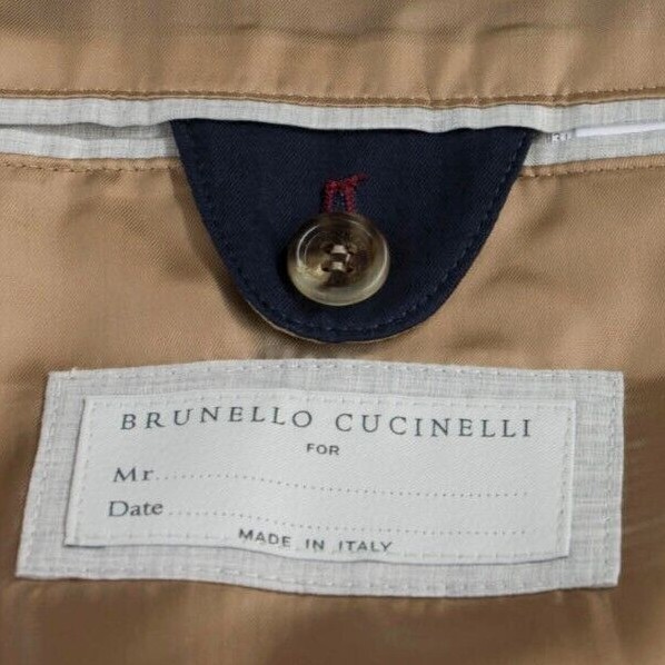 Pre-owned Brunello Cucinelli $3495  Men Herringbone Safari Jacket W/ Logo Hardware A238 In Blue