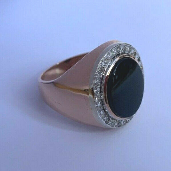 Pre-owned Onyx Men's 18k Yellow Gold  Diamond Ring 11g, Size 9.5 In Pink