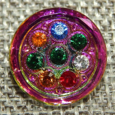 12 Vintage lavender Czech glass buttons with self shank