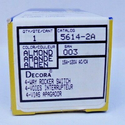 Leviton Decora 4 Way Rocker Switch Illuminated Color: Almond #5614-2A NIB