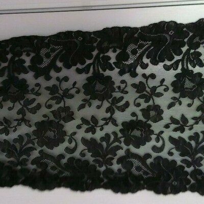 antique French Gothic Black Lace lace vintage lace black lace shawl vintage fabric Large black antique lace Veil