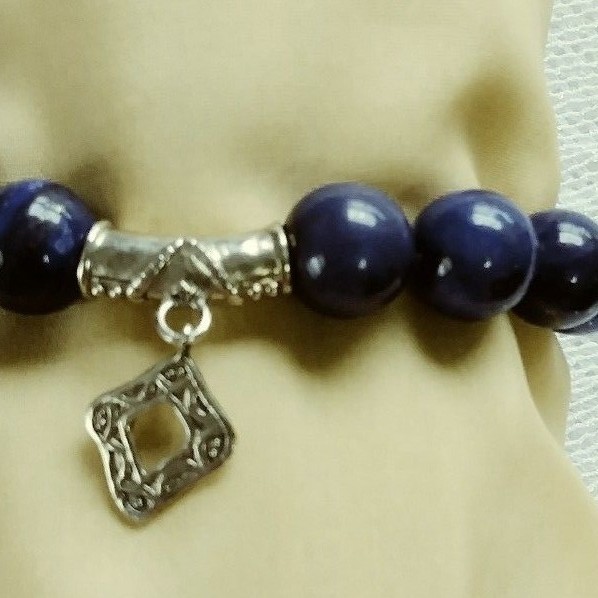 SILPADA Blue LaBead  925 Sterling Silver CONFECTION Stretch  Bracelet. B2812