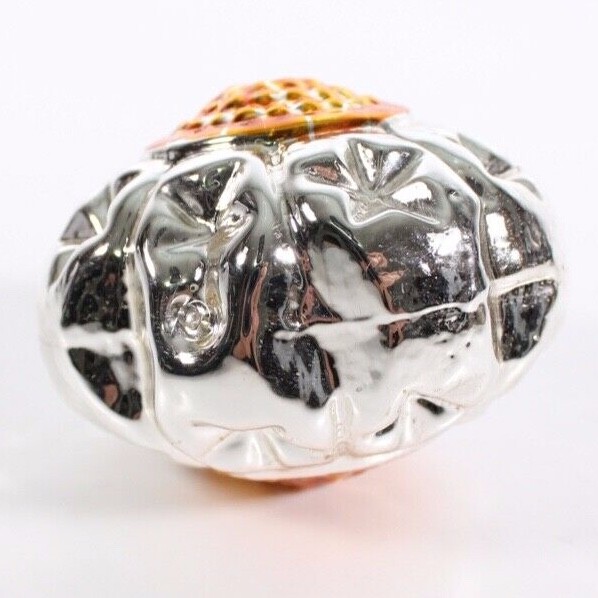 Vintage Glass Chrome Orange Flower Christmas Ornament W. Germany