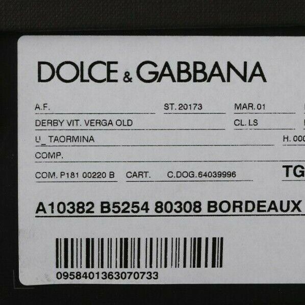 

DOLCE - GABBANA Shoes Платье-оксфорд из кожи бордо с крылышками EU40/US7 Рекомендуемая розничная цена 900 долларов США, Bordeaux