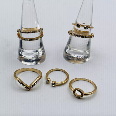 Set of 6 Gold Tone Rings Sizes 5 7 9 New