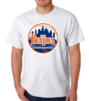 THE BEATLES SHEA STADIUM METS LOGO TEE T-SHIRT LENNON MCCARTNEY HARRISON STARR