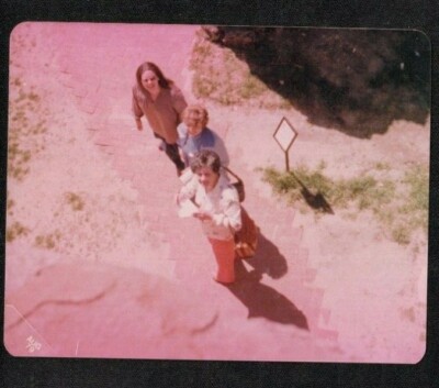 Vintage Photograph Three Women Looking Up From Down Below