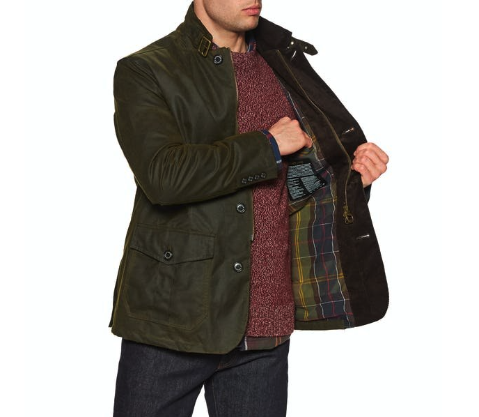 BARBOUR BARBOUR LUTZ MEN'S WAXED JACKET IN OLIVE MSRP$520 BRITISH LUXURY