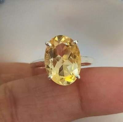 Citrine Gemstone Ring 925 Sterling Silver Handmade Jewelry Ring All Size KC336