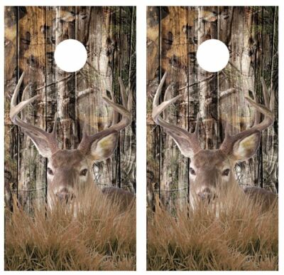 DEER VINYL DECAL- PINK SINGLE- Cornhole Board- Bag Toss wrap HUNTING CAMO