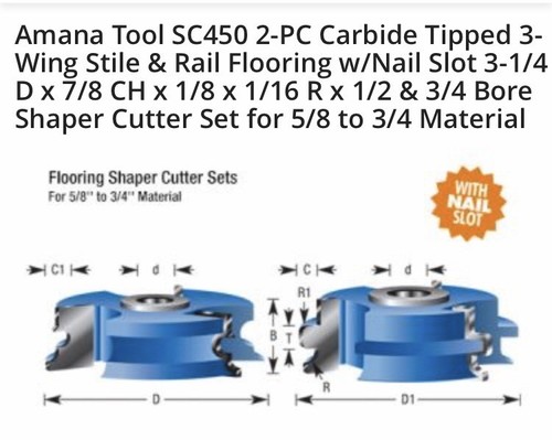 AMANA TOOL SC450 STILE AND RAIL FLOORING WITH NAIL SLOT SET