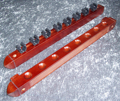Billard Zubehör Queue Halter Wandhalter  8 er Clip mahagoni / braun