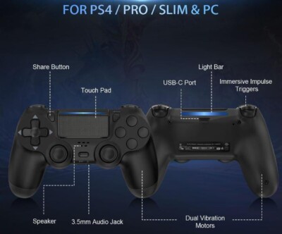 PS4 Wireless Controller DUALSHOCK 4 -For PS4, PS4 Pro, PS4 Slim, PC 