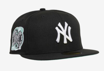 New Era New York Yankees Subway Series Patch 5950 Hat Black Size 7 5/8 Teal UV