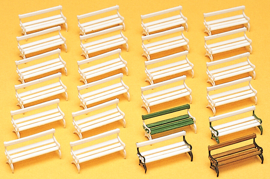 Preiser 17200 H0 Parkbänke. 24 Stück. Bausatz