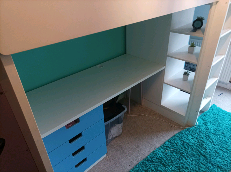 IKEA smastad bunk loft bed with desk wardrobe drawers and shelf's. in