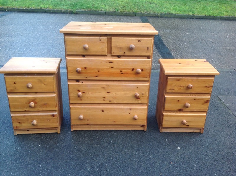 Solid Pine Tongue & Groove Bedroom Furniture Chest of Drawers Bedside