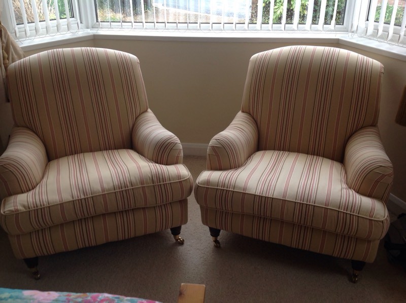 Fabric Armchairs Laura Ashley - 2 LAURA ASHLEY LEATHER ARMCHAIRS ARM