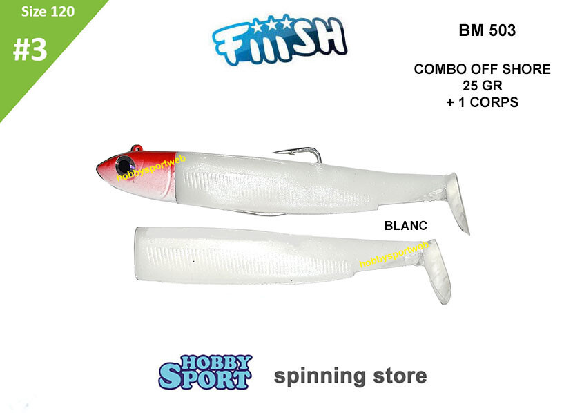 BLACK MINNOW FIIISH SIZE 3BM 503 BLANC 25GR COMBO OFF SHORE+1 CORPS SPINNING