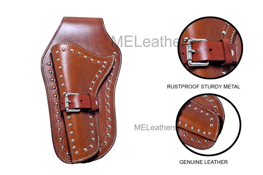 Handmade Full Grain Leather Pistol Cover Western Cowboy Gun Belt Pistol Holster