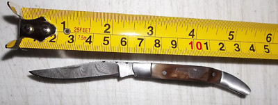 BEAUTIFUL HAND MADE DAMASCUS STEEL Pocket Knife by Don & Barbara Glatz -Made USA