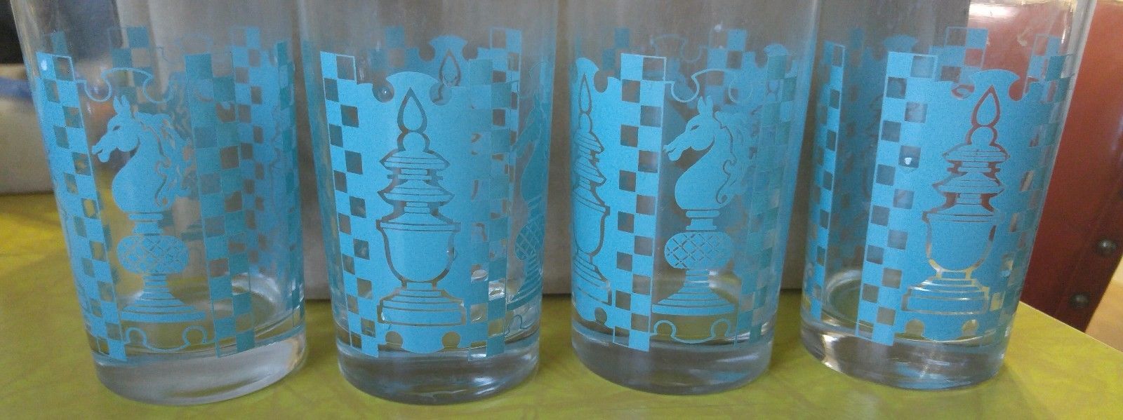 8 Very rare chess men drinking glasses knight and bishop