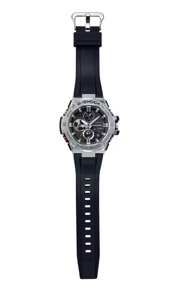 Pre-owned G-shock Steel Gstb100 Series Stainless Steel Black Dial Men's Watch Gstb100-1a